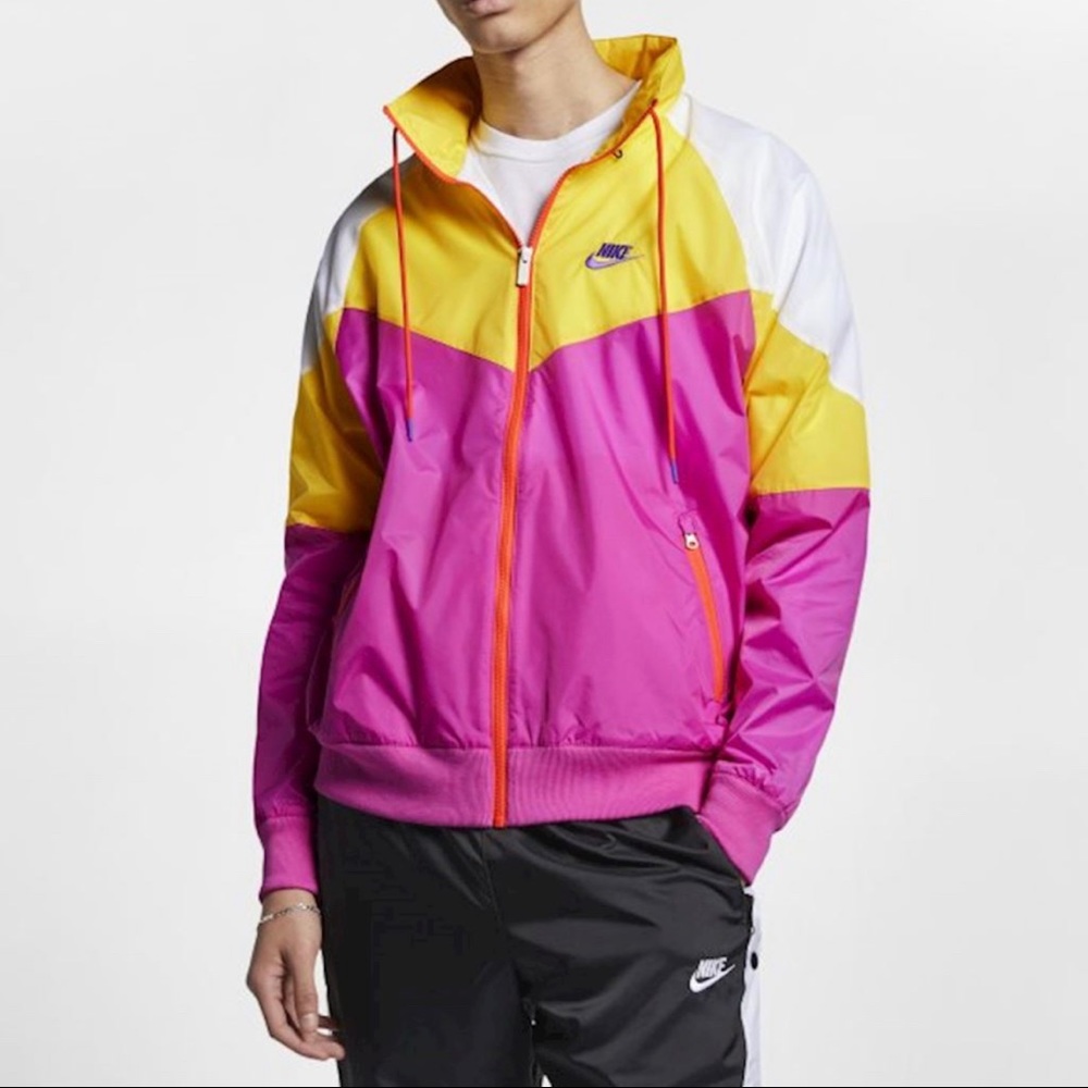Nike Windrunner Windbreaker Zip-Up Jacket Yellow and Pink